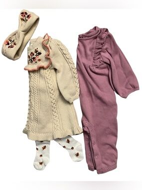 Cynthia Rowley Knit Sweater Dress and Carter’s Ruffle Mauve Jumpsuit 6-9 Months